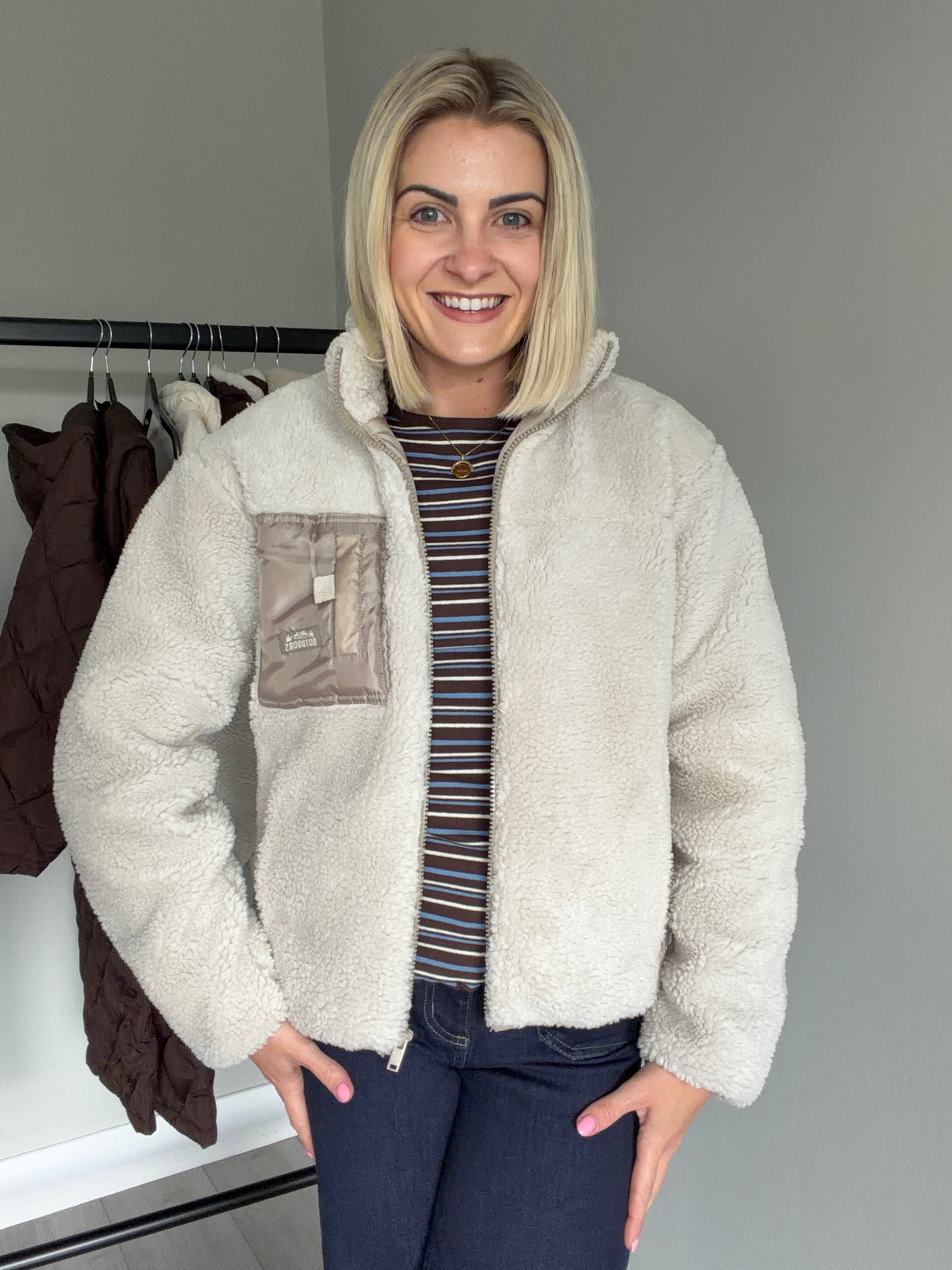 Beige/Taupe Fleece Jacket