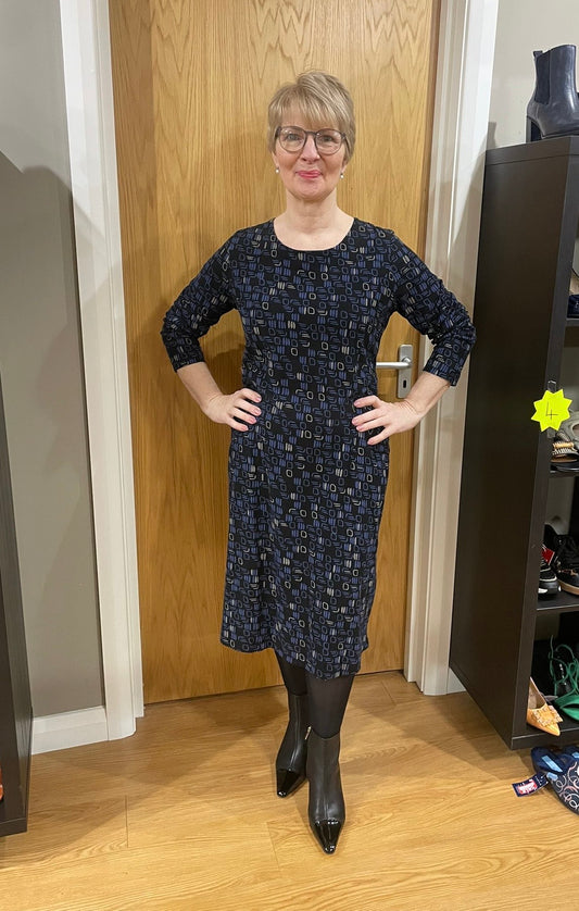 Adini Black/Denim Print Dress