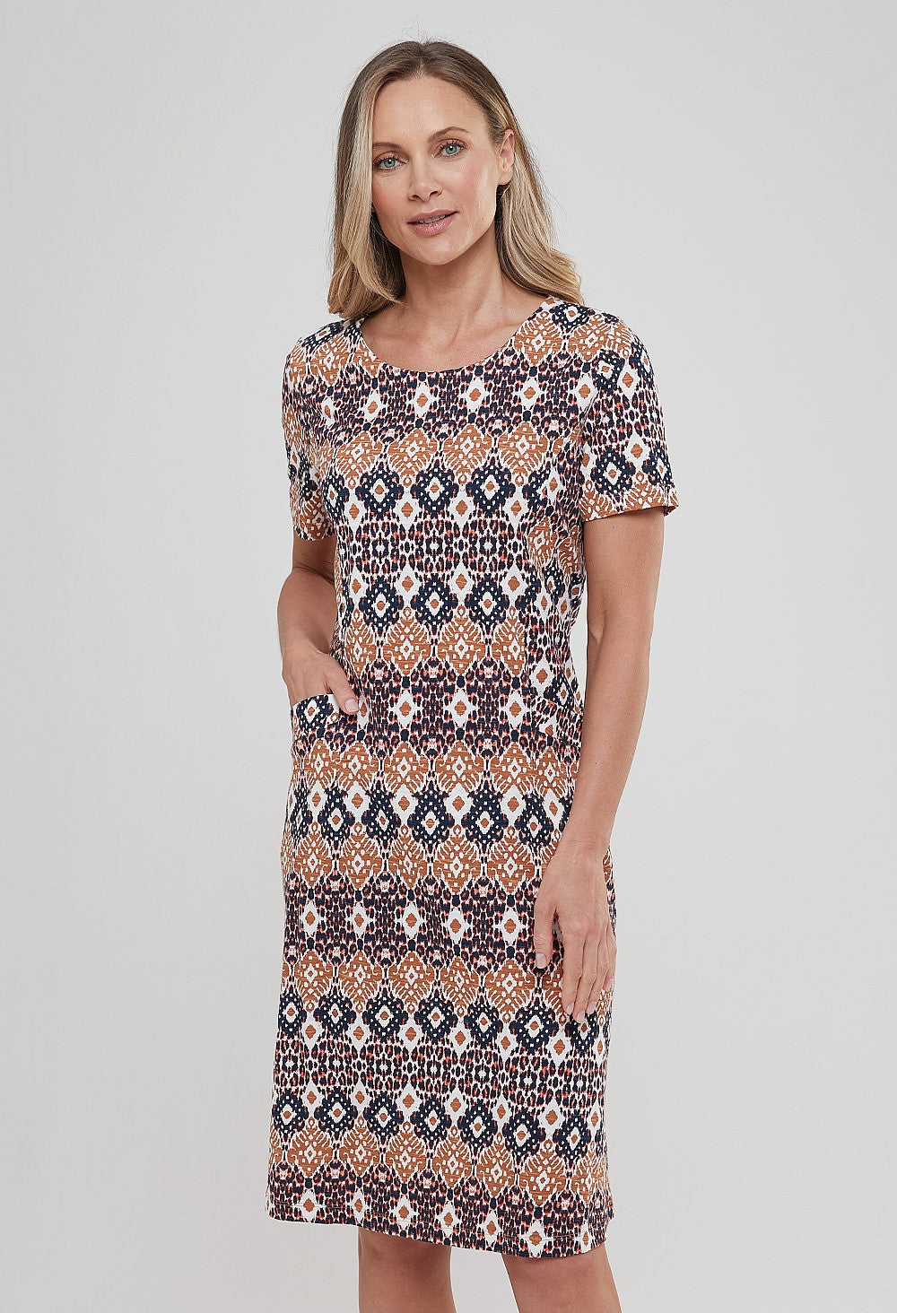 Adini Tan Multi Print Dress