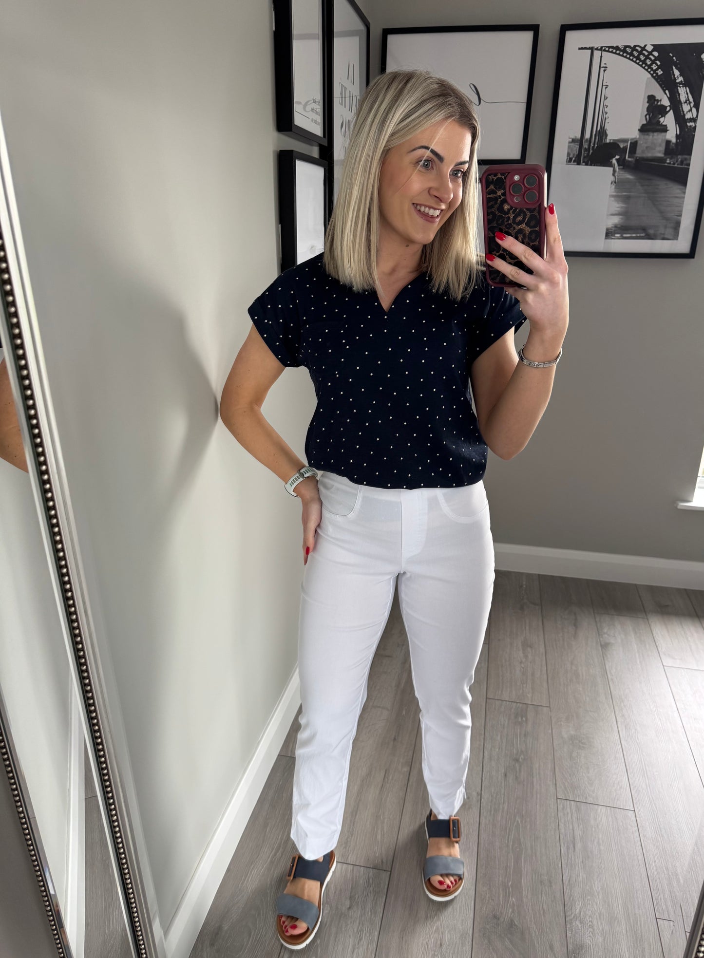 Pinns White Pull On Trousers