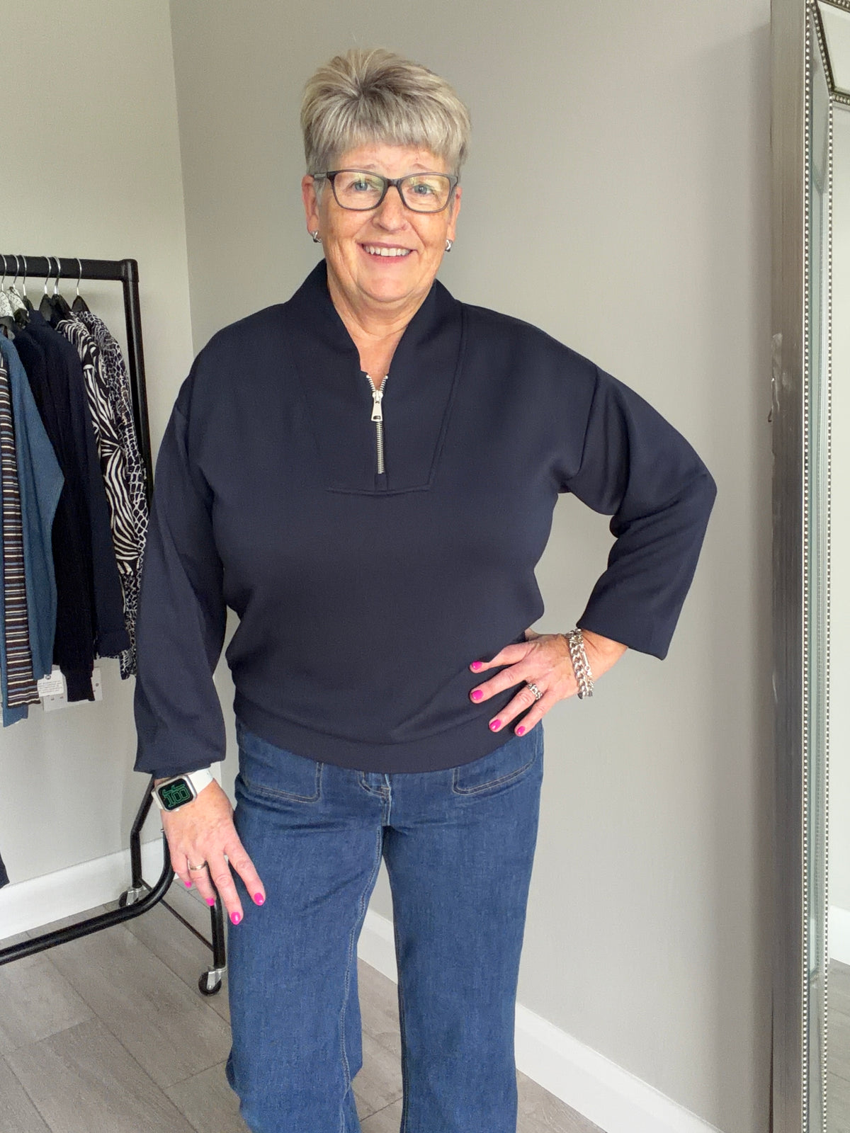 B.Young BYpusti Dark Sapphire Zip Sweat
