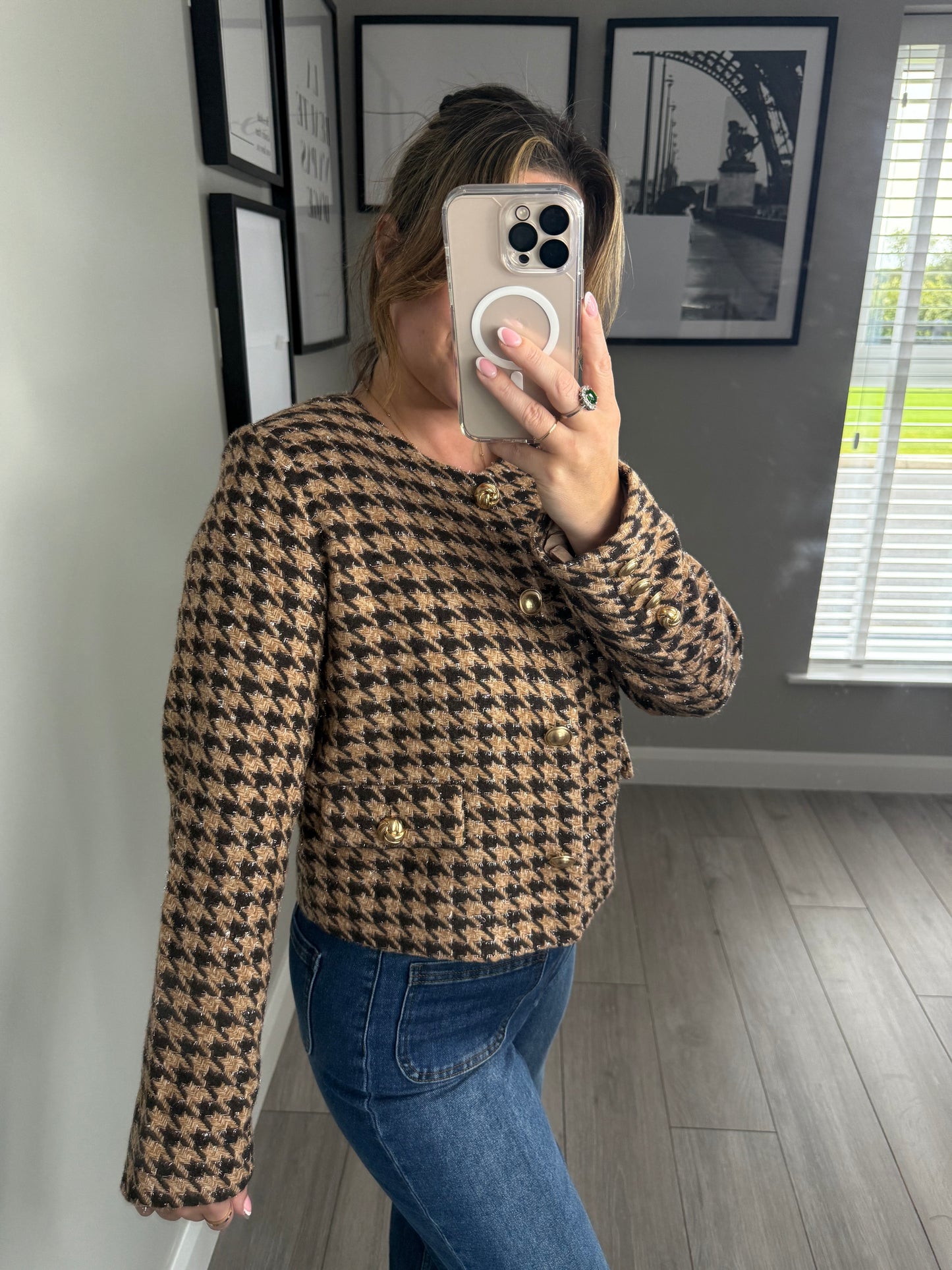 Yest Cashew/Brown Checked Jacket