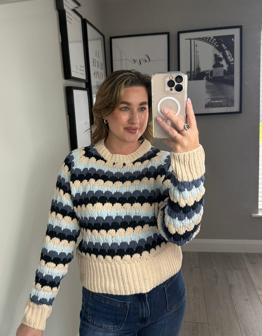 Freequent Beige/Navy Knit Jumper
