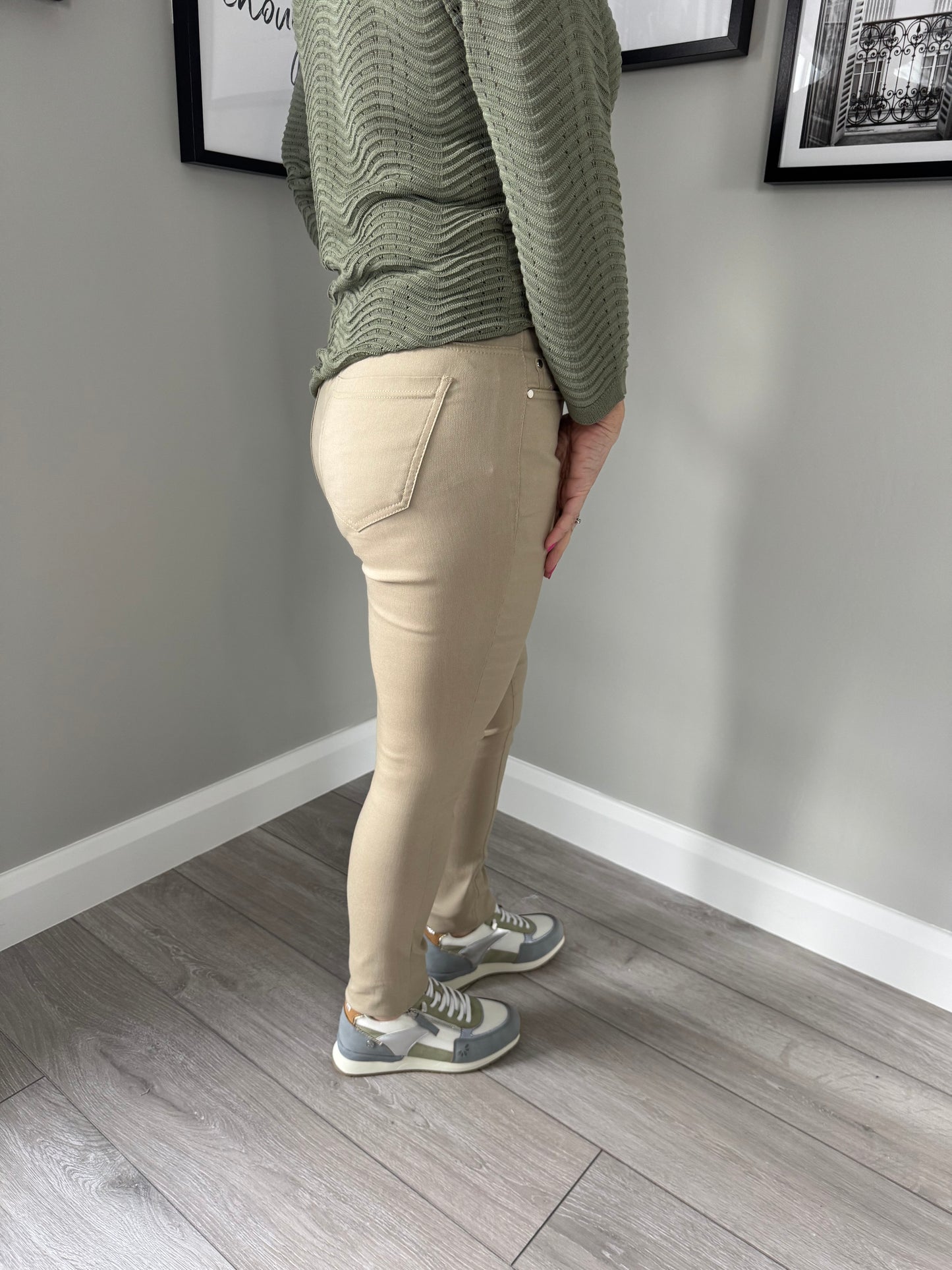 Beige Straight Trousers