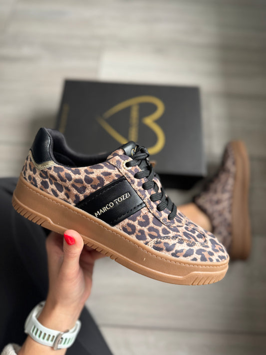 Marco Tozzi Black Leopard Trainer