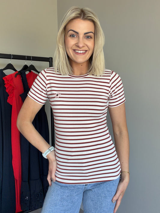 Kaffe KAliddy Chalk/Henna Stripe T-Shirt