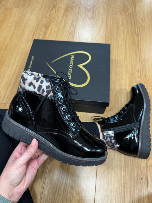 Marco Tozzi Black Leopard Boot