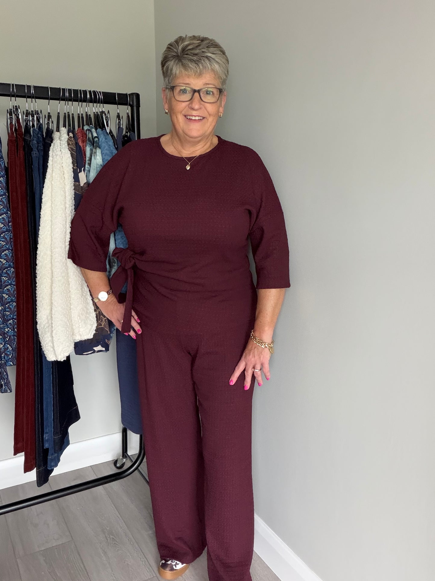 Rant & Rave Freya Textured Chocolate Plum Co-ord
