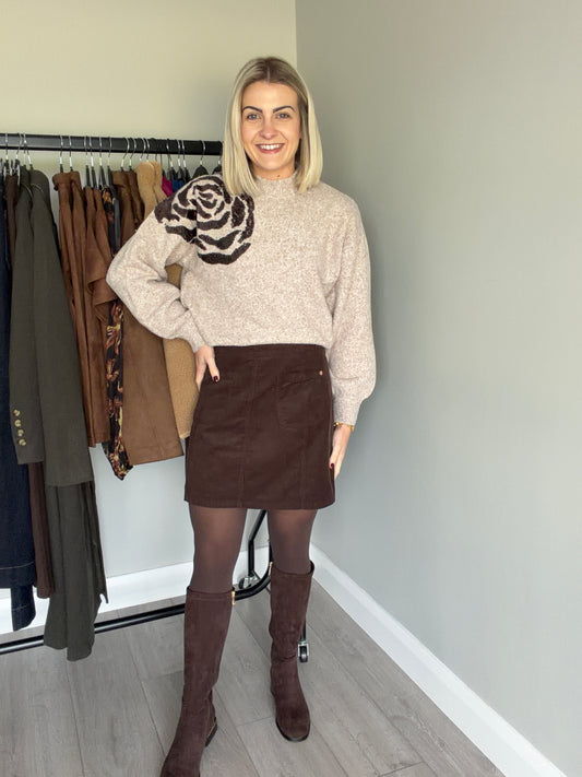Rant & Rave Charlotte Mocha Cord Skirt