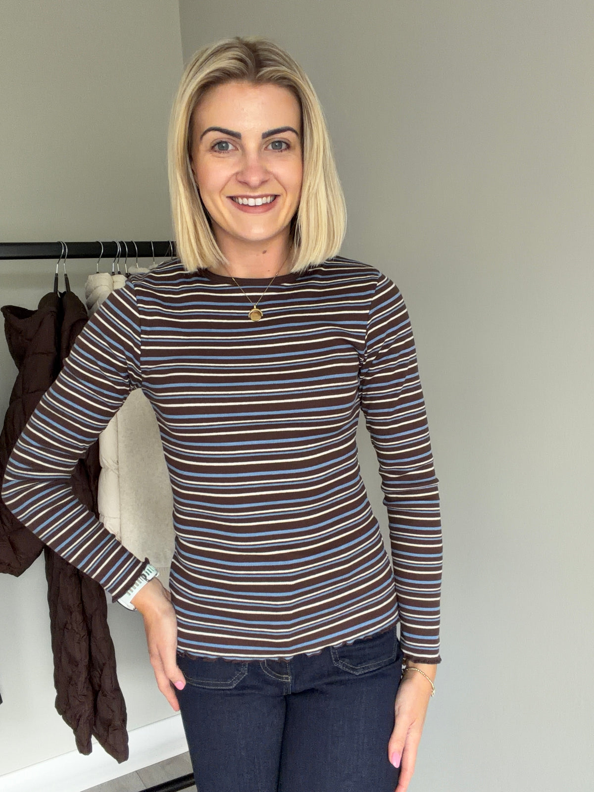 B.Young BYtone Java Brown Stripe T-Shirt