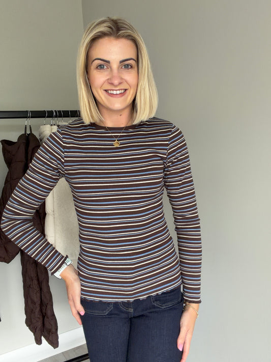 B.Young BYtone Java Brown Stripe T-Shirt