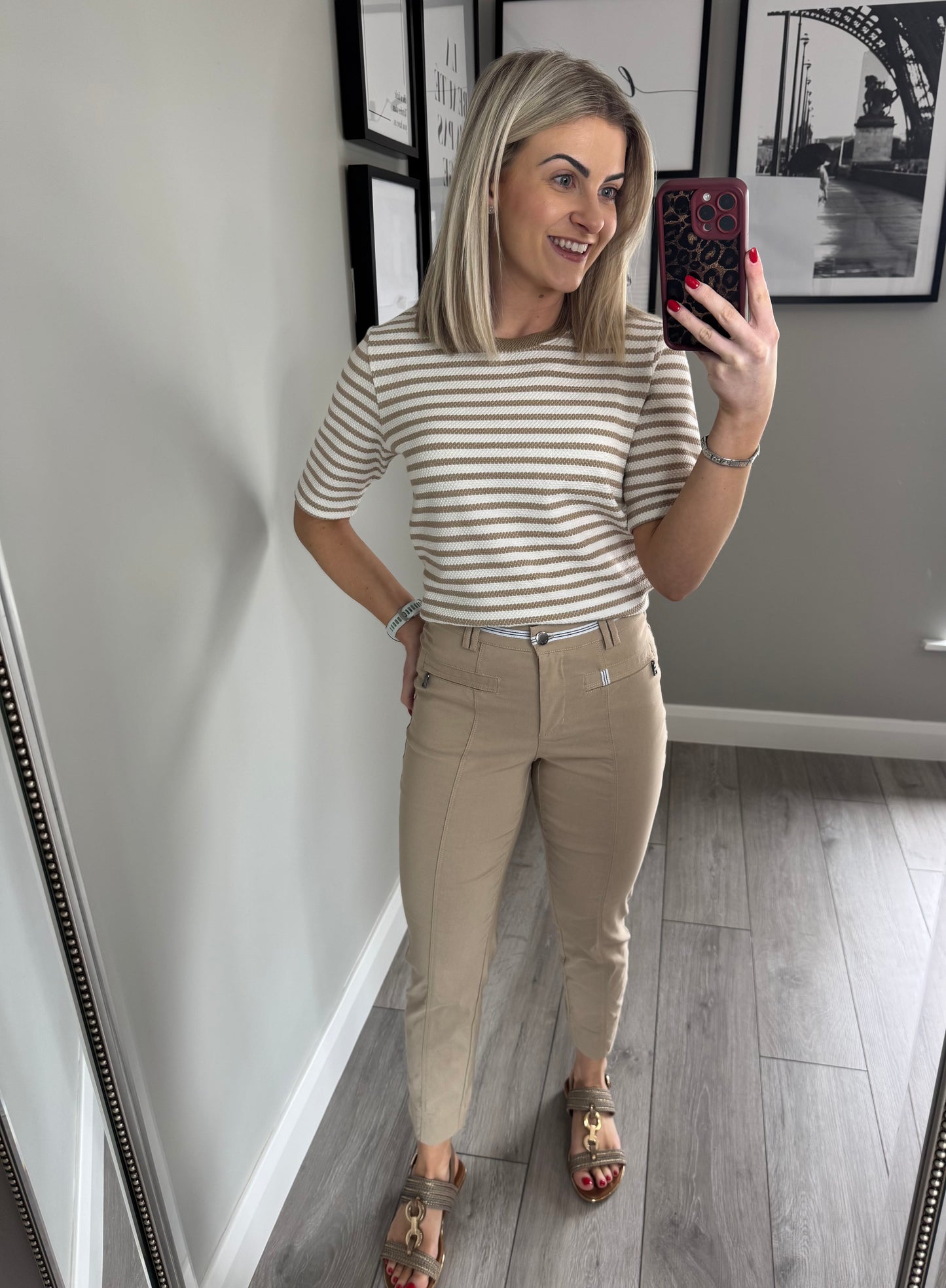 Pinns Latte Stripe 7/8 Trouser