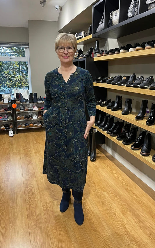 Adini Prita Navy Fine Floral Dress