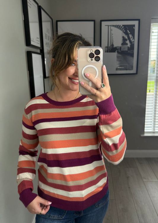 Plum Multi Stripe Jumper