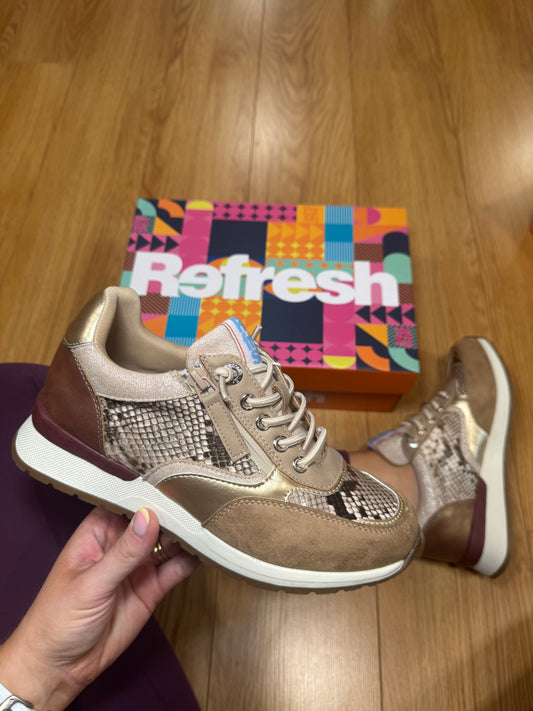 Refresh Beige/Snake Zip Trainer