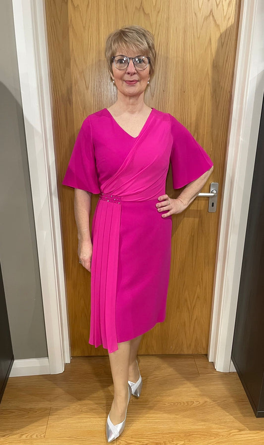 Lizabella Cerise Pleat Dress