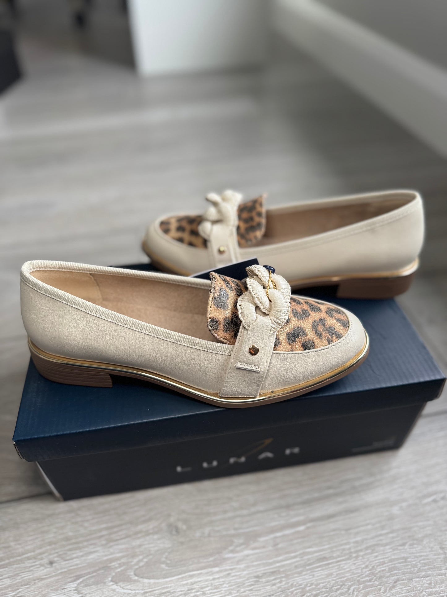 Lunar Sara Beige Animal Print Loafer