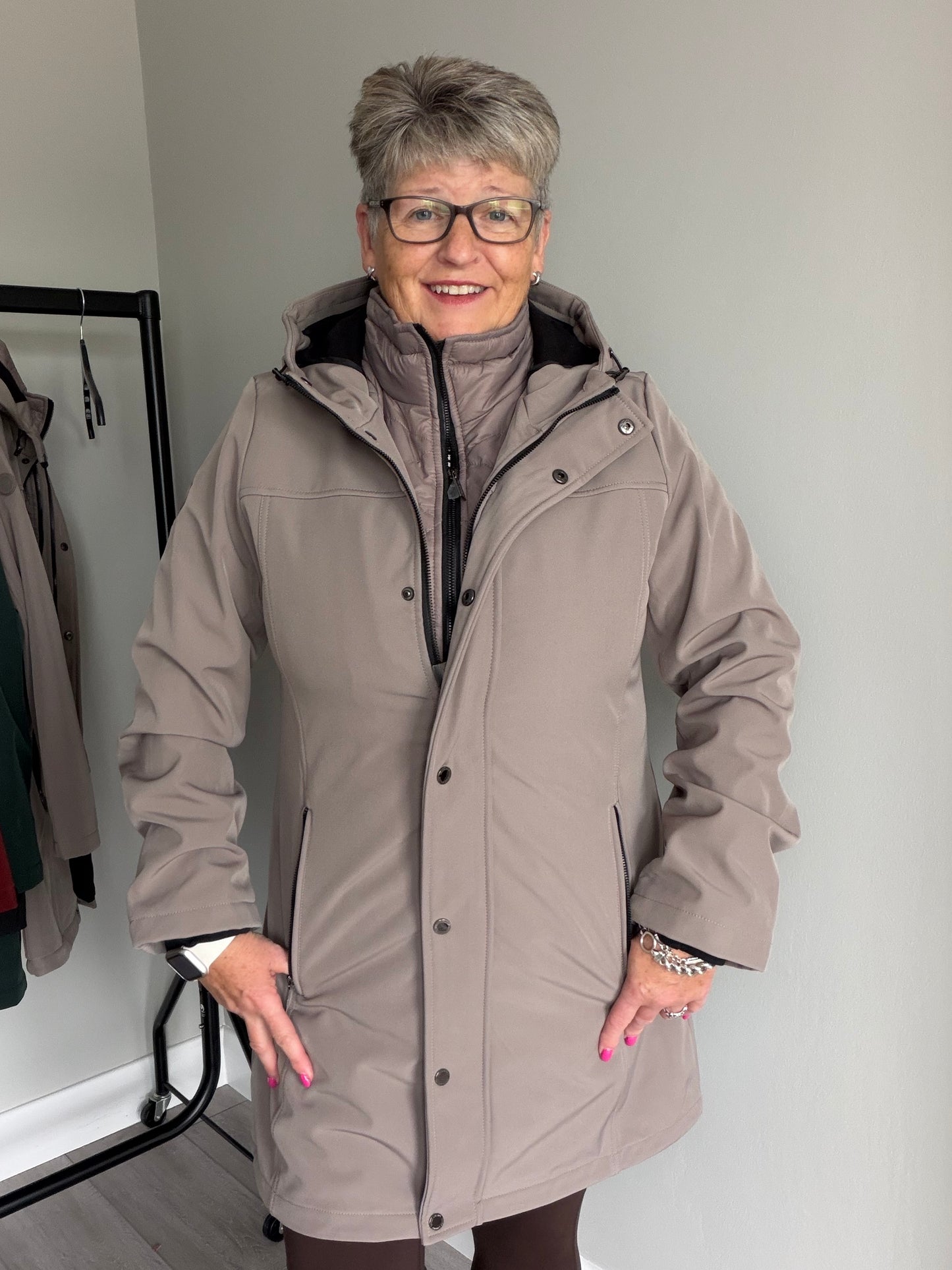 Relax & Renew Elsie Taupe Water Repellent Coat