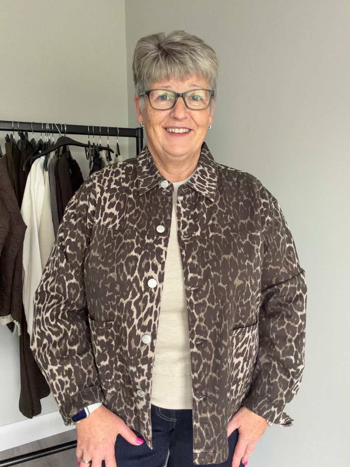 Freequent Oyster Grey Leopard Jacket