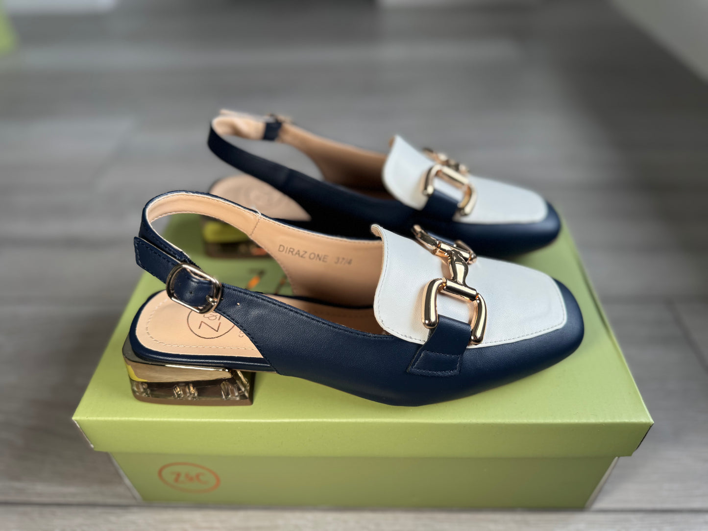 Zanni & Co Diraz Naval Gold Slingback
