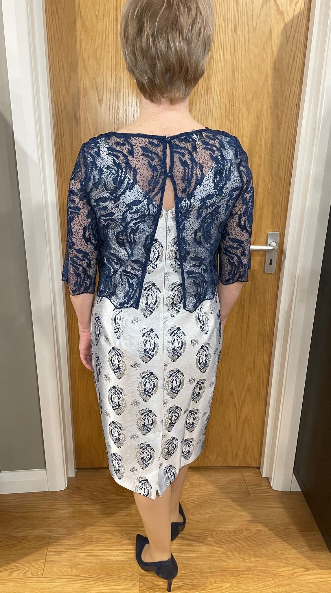 Lizabella Silver/Navy Two Piece Dress