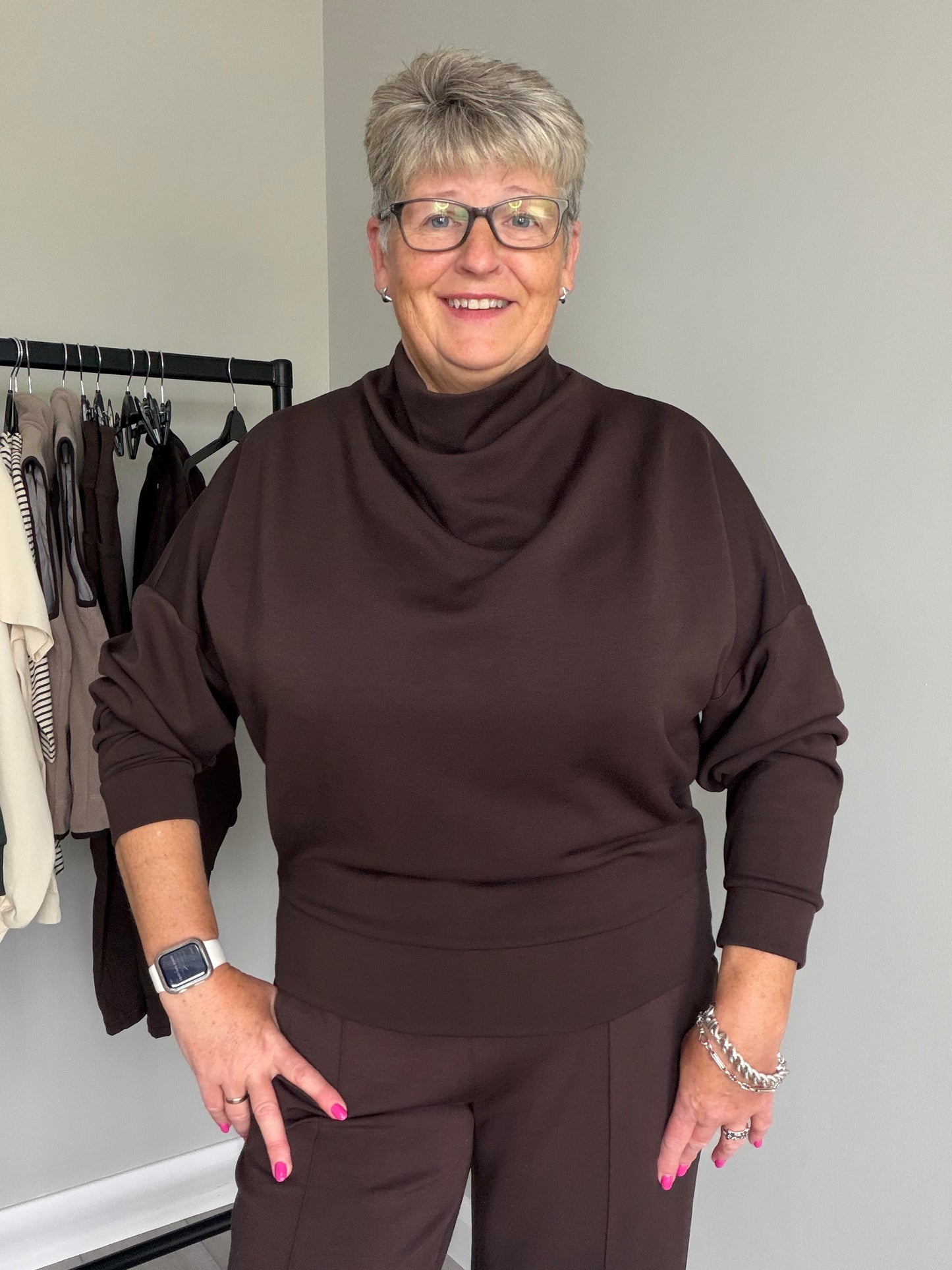Relax & Renew Sable Chocolate Brown Cowl Neck Sweater