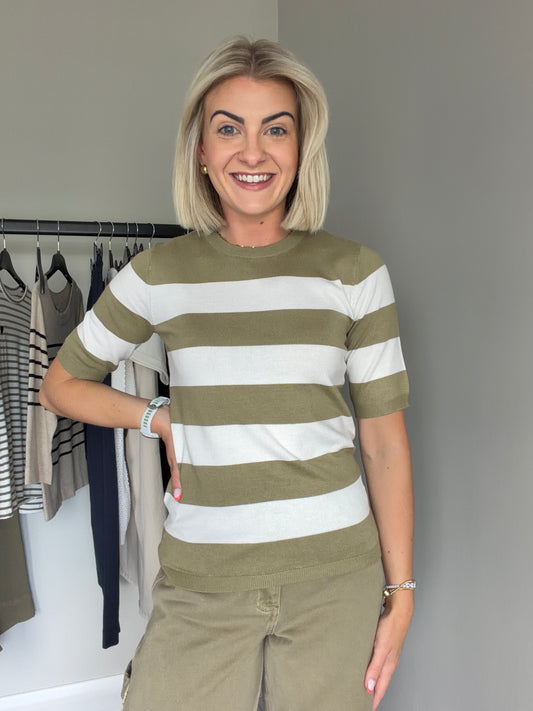 Kaffe KAlizza Aloe/Chalk Striped Pullover