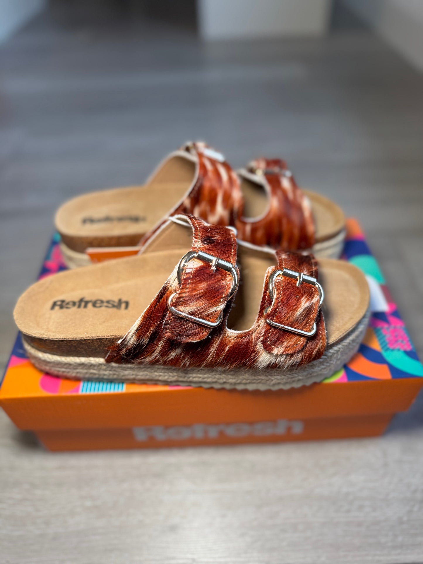 Refresh Cow Print Espadrille Slider