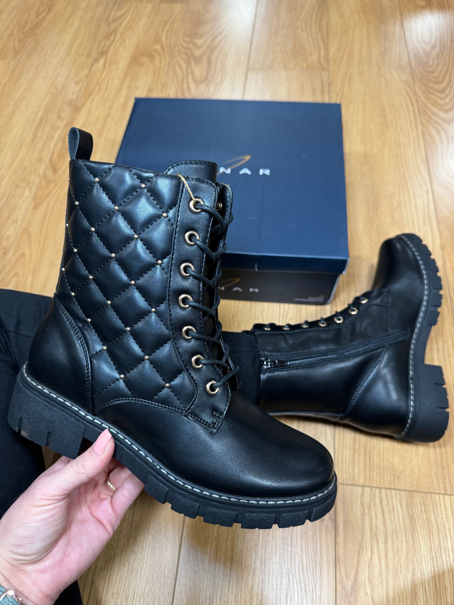 Lunar Napiers Black Stud Biker Boot