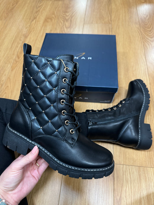 Lunar Napiers Black Stud Biker Boot