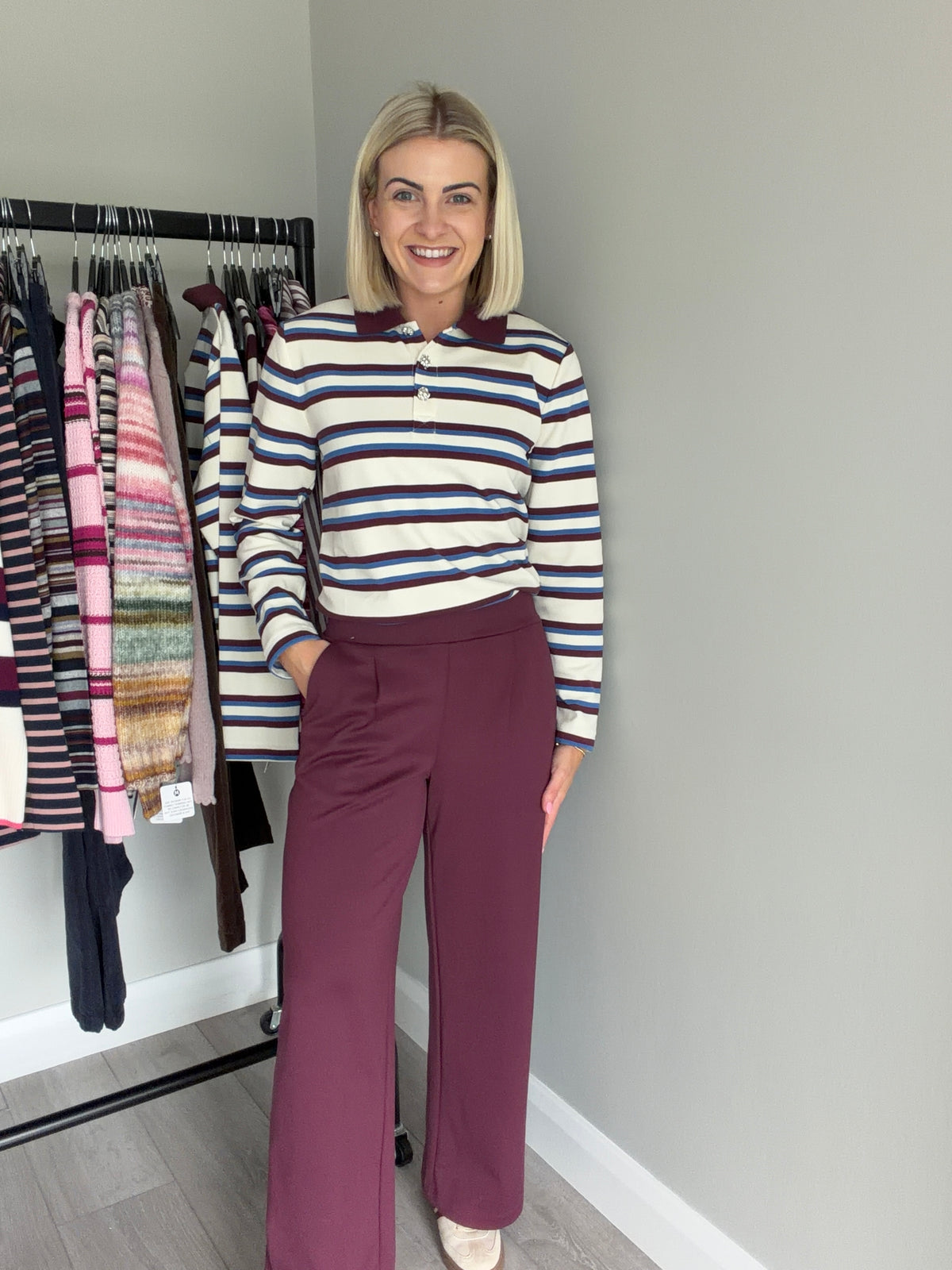 B.Young BYpelda Fig Stripe Polo