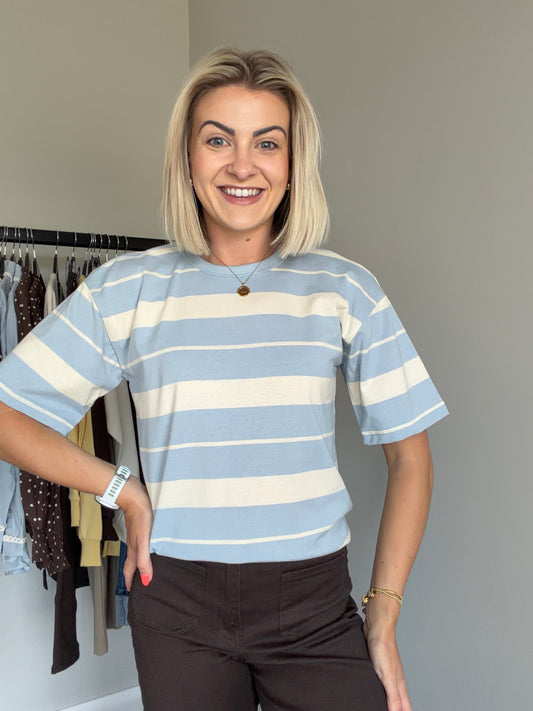 Kaffe KAwinny Blue Fog/Turtledove Striped T-Shirt