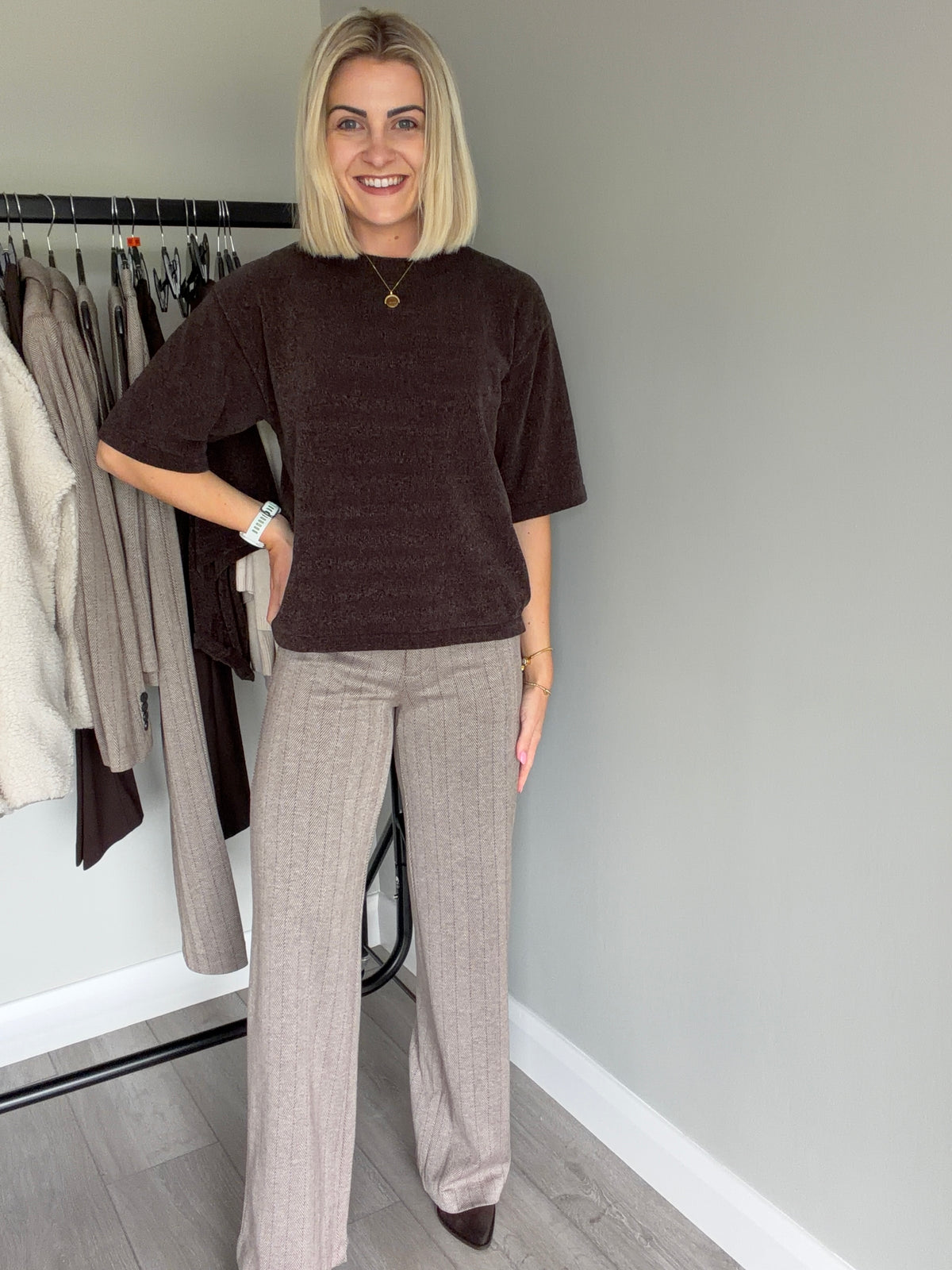 Freequent Mole Herringbone Smart Trousers