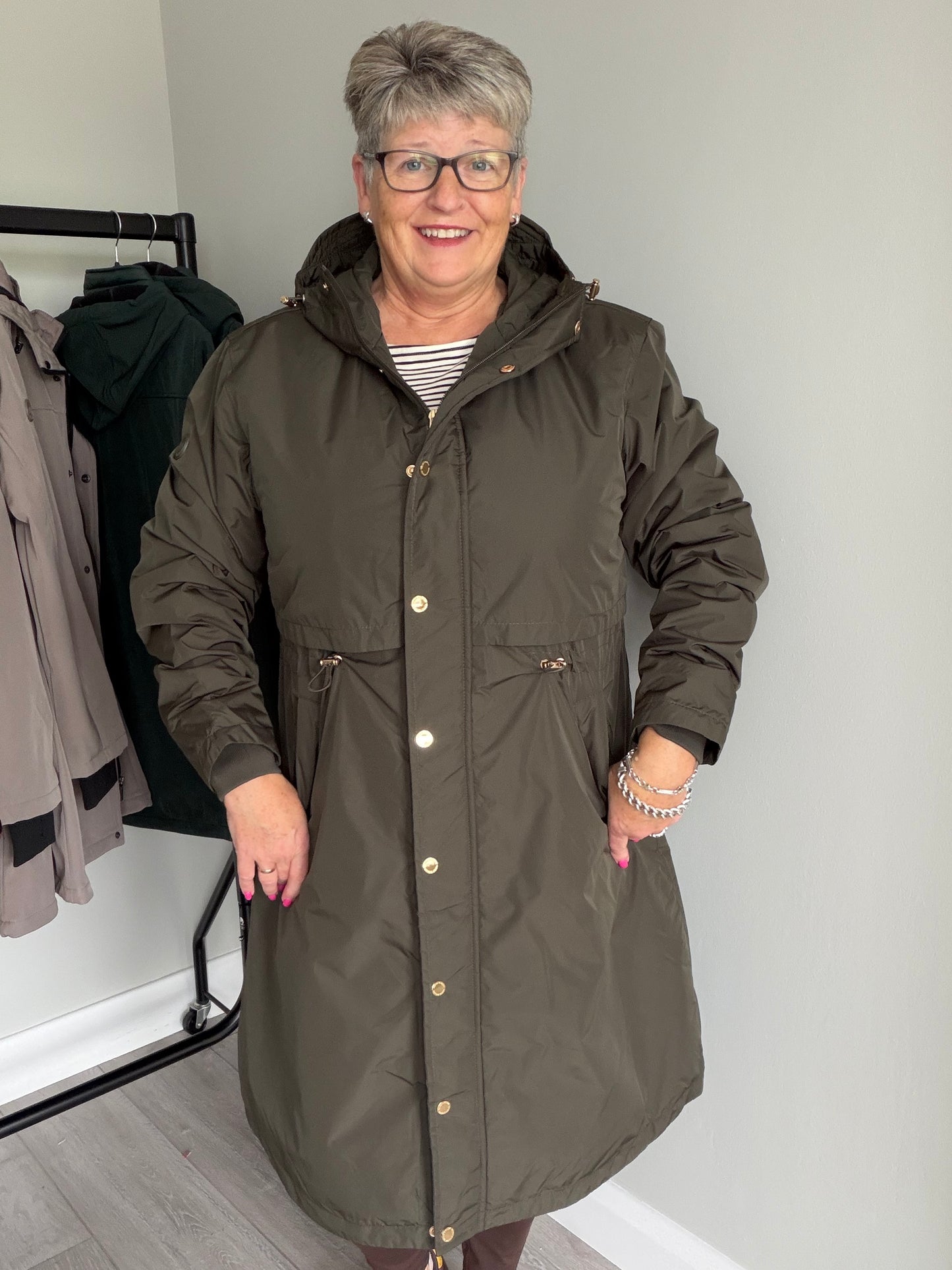 Relax & Renew Becca Khaki Water Repellent Coat