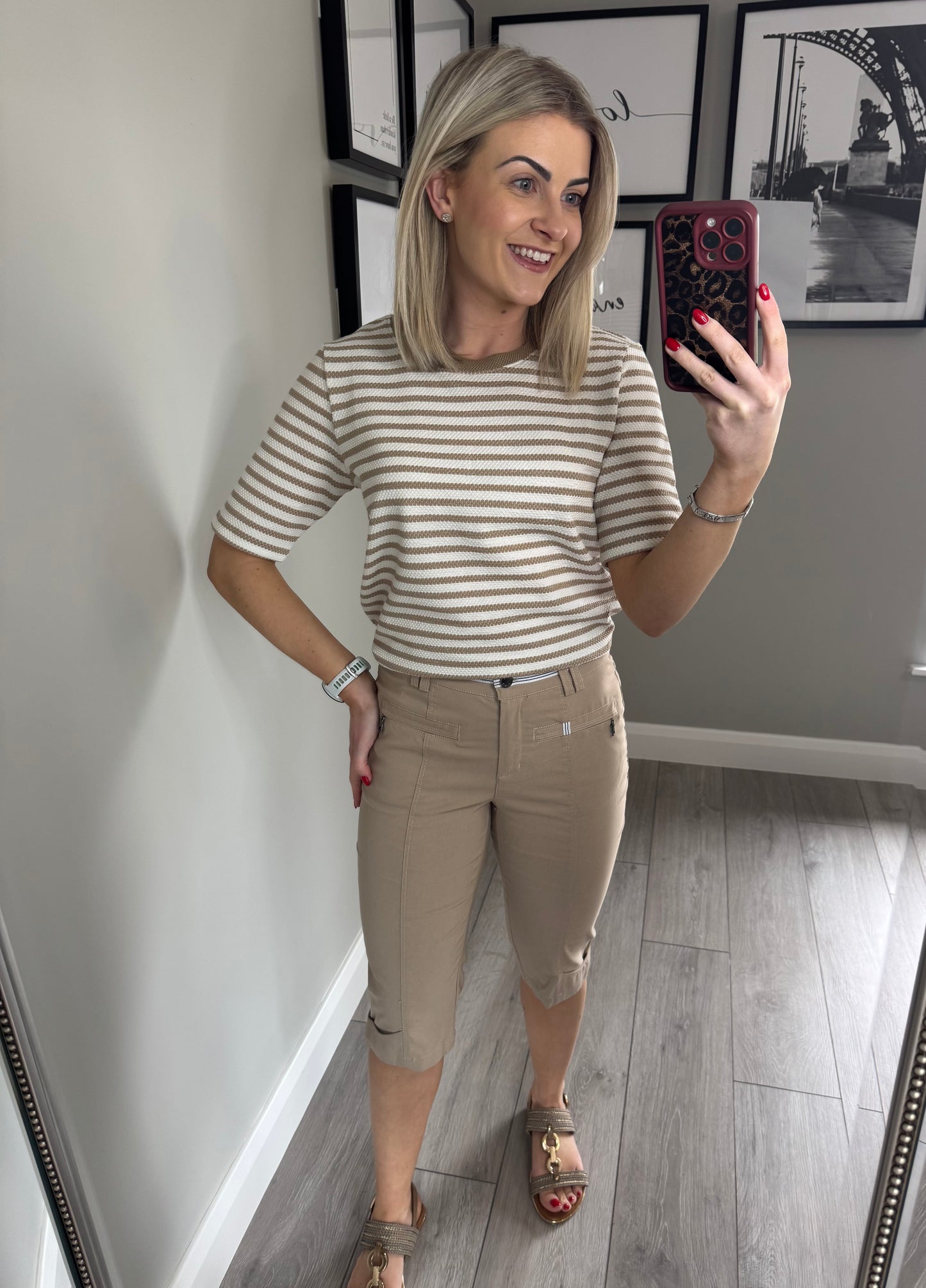 Pinns Beige Stripe Crops