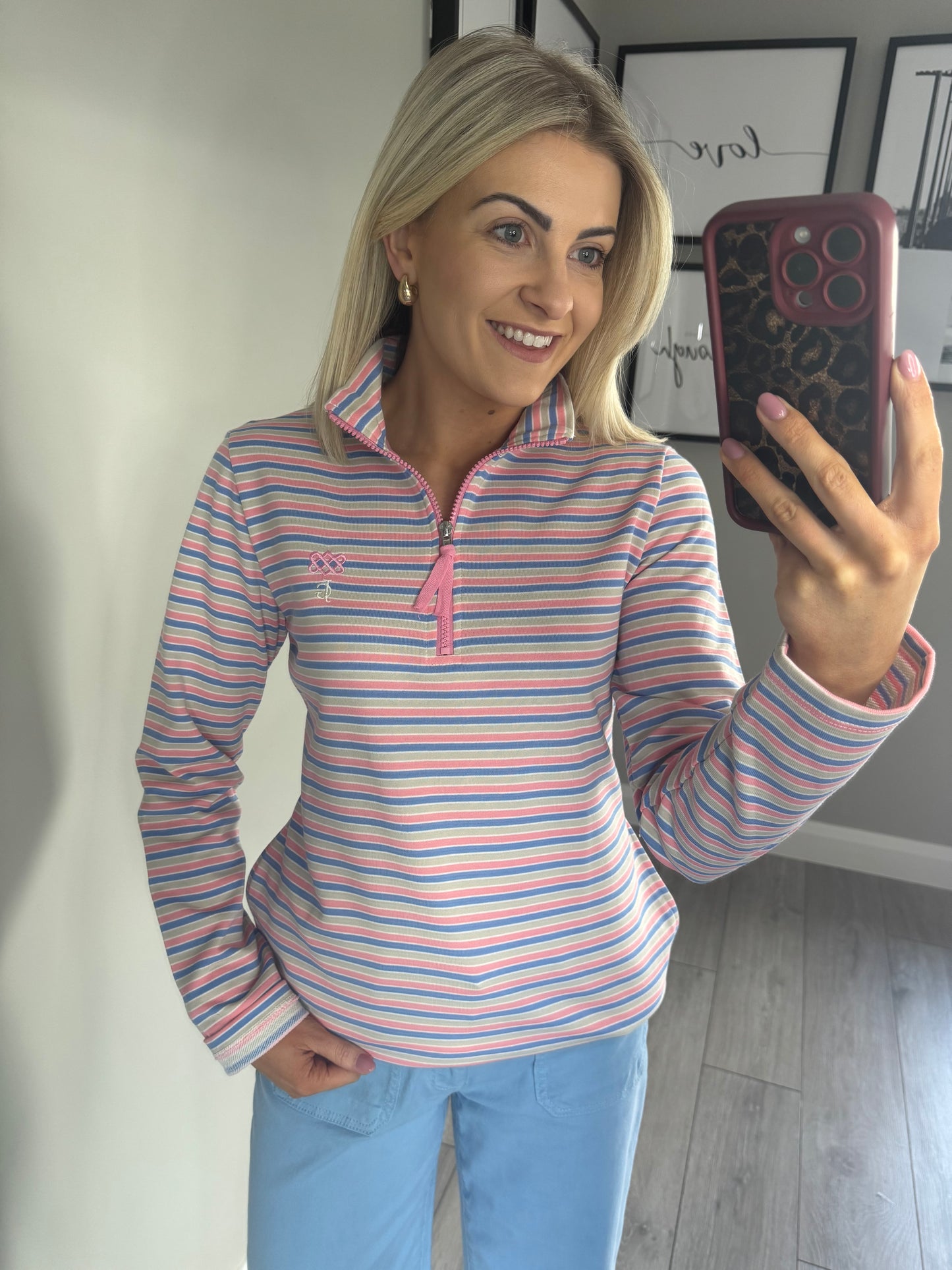 Pink Multi Stripe Sweatshirt