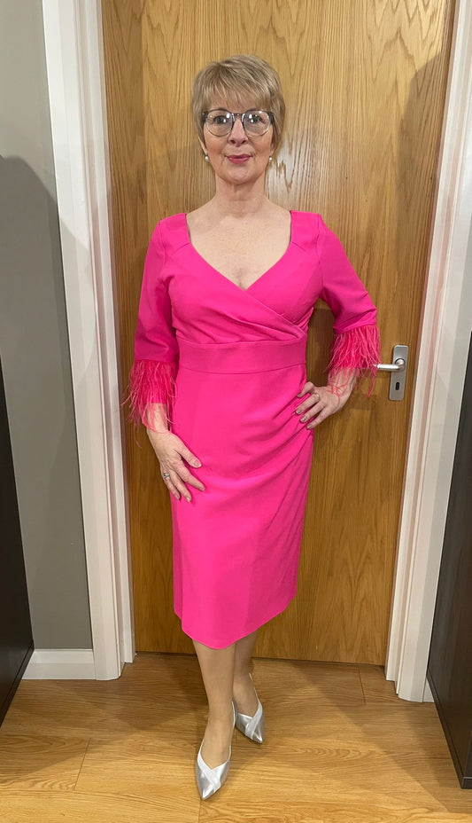 Lizabella Cerise Feather Dress