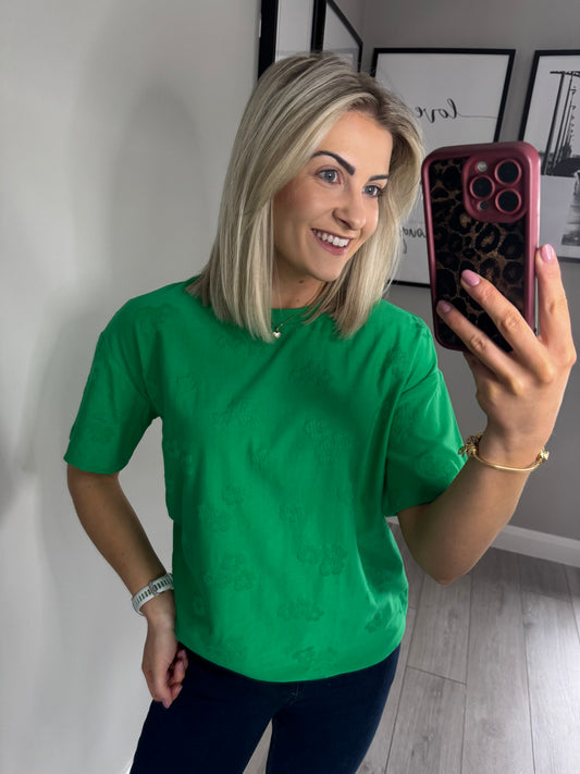 Freequent Off Bright Green Floral Tee