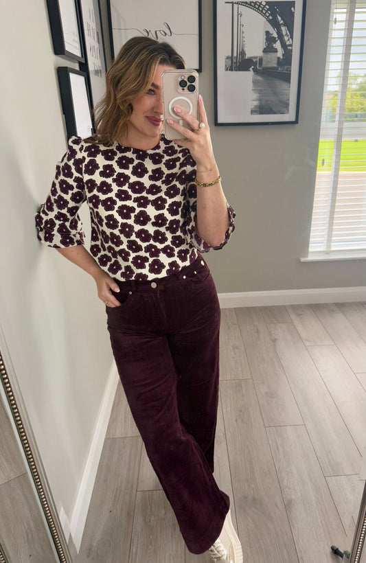 Rant & Rave Jacinda Plum Wide Leg Cord