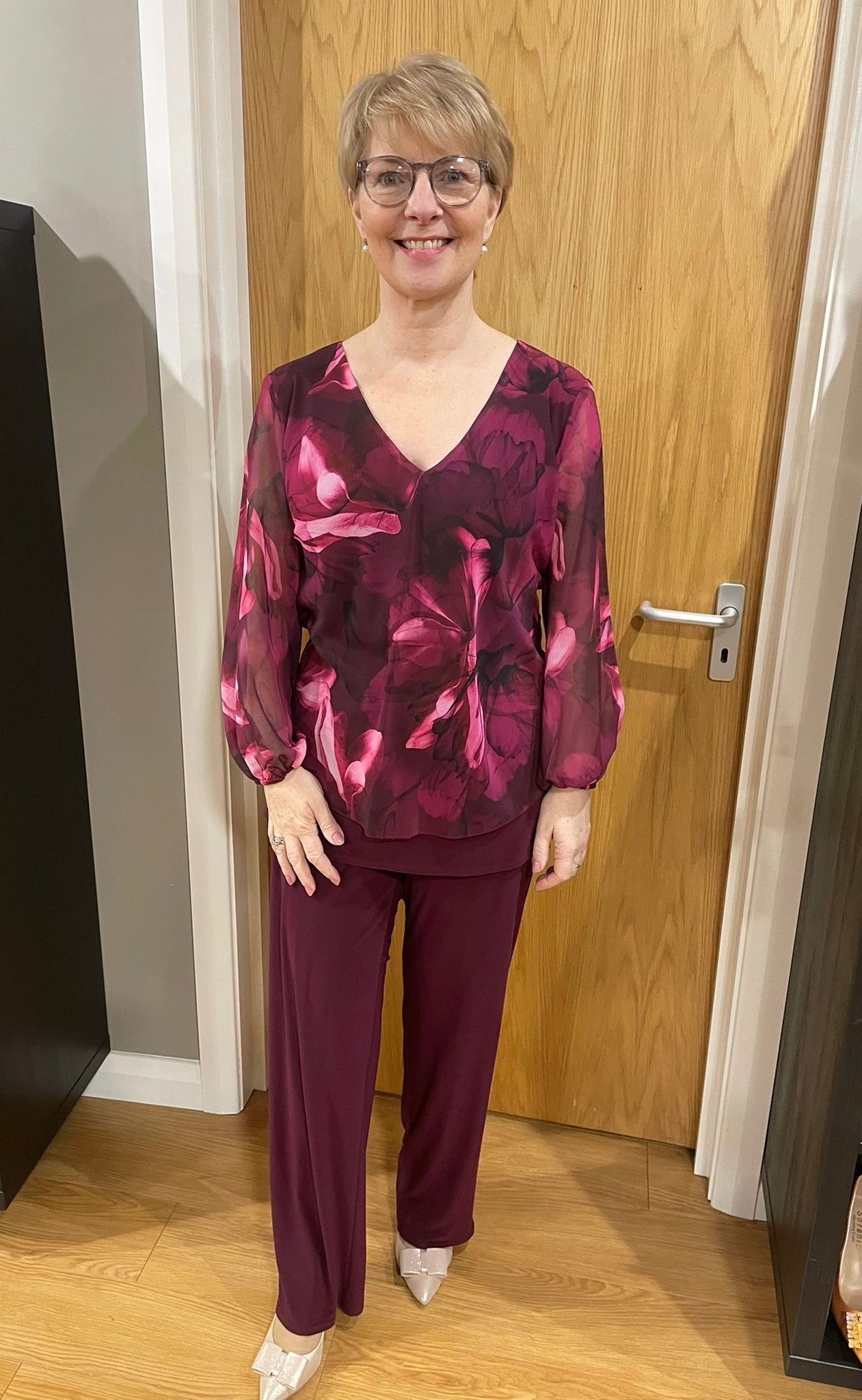 Glitz Wine Trouser Suit