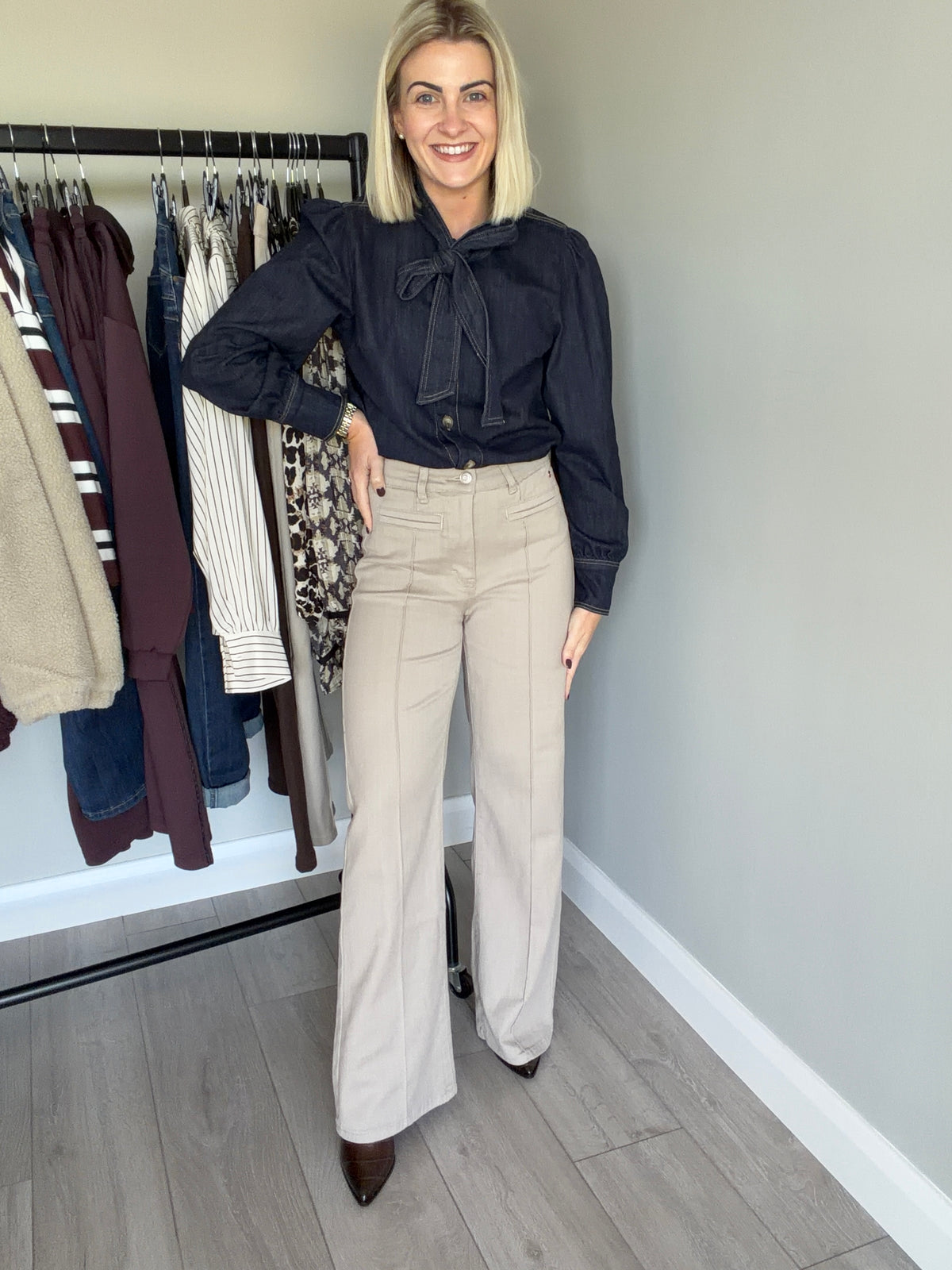 Rant & Rave Harriet Stone Pintuck Wide Leg