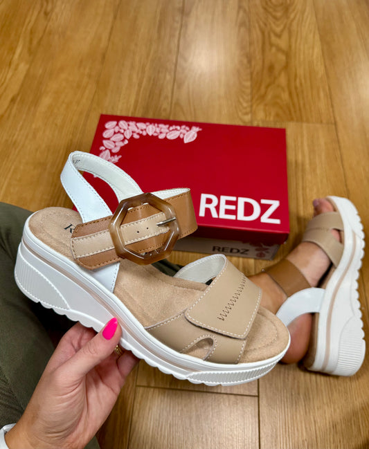 Redz Beige/Tan Velcro Wedge Sandal