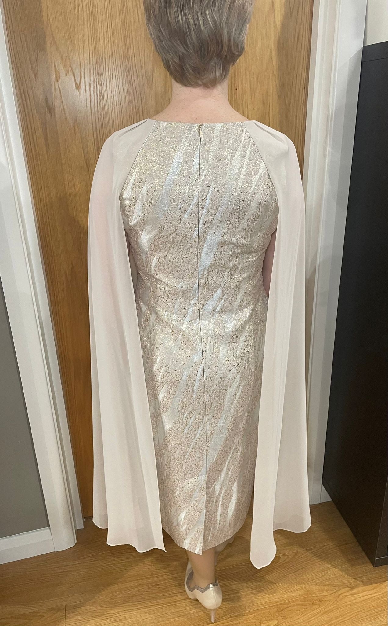 Lizabella Gold Cape Dress