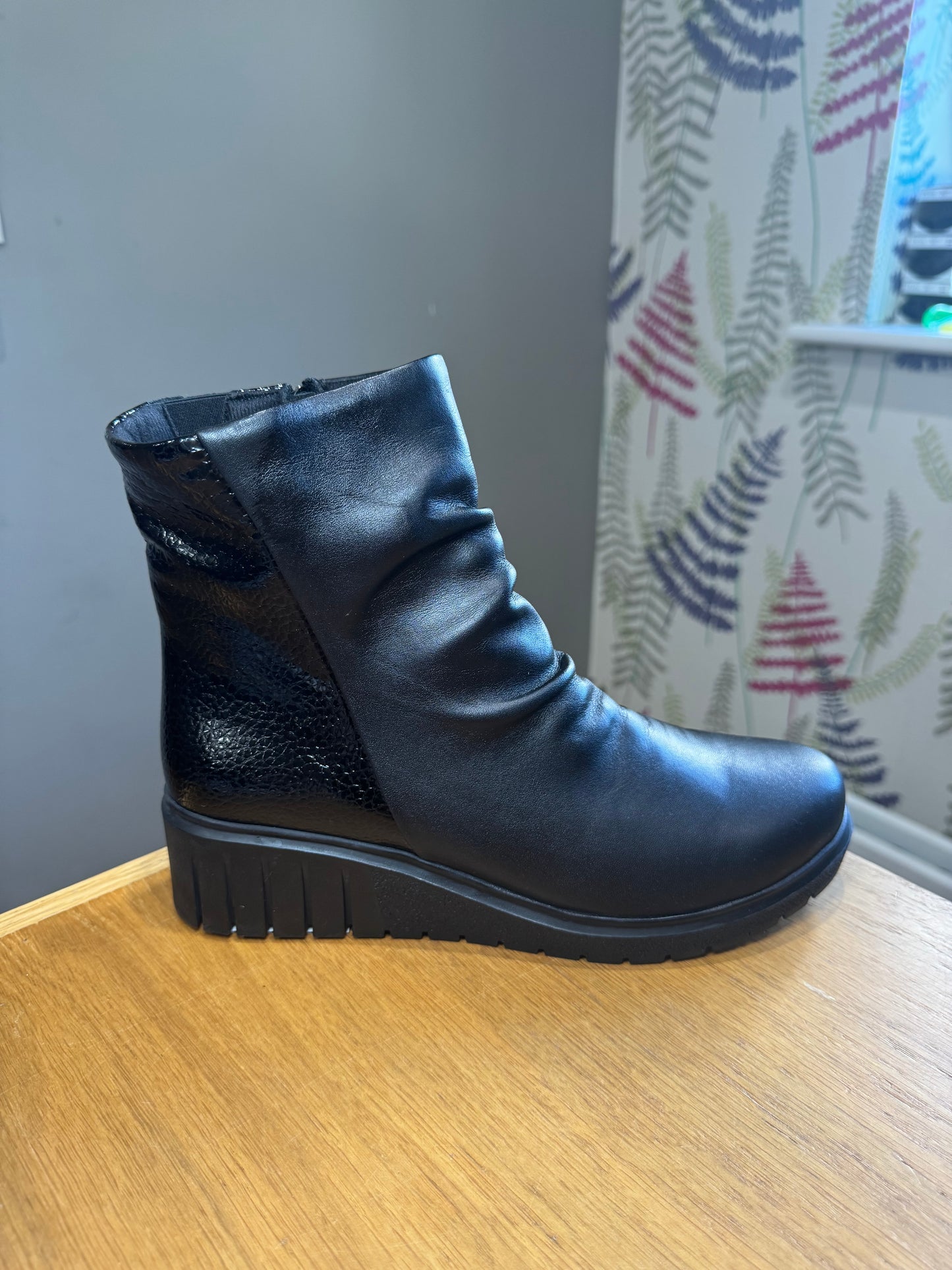Lotus Adlee Black Wedge Boot