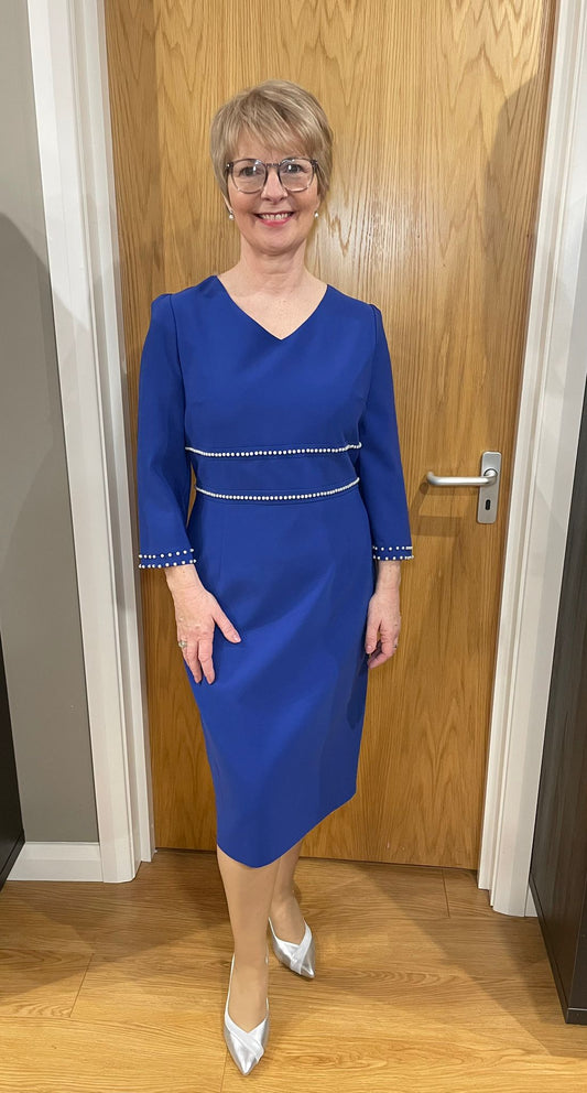 Lizabella Royal Blue Pearl Dress