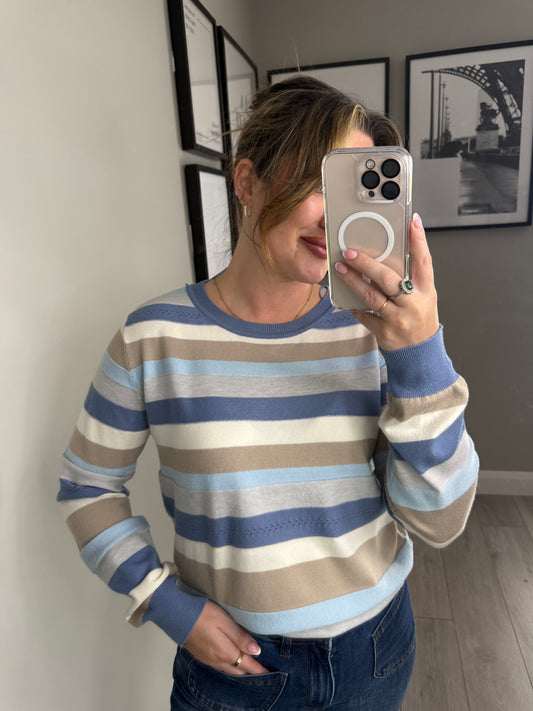 Blue Multi Stripe Jumper