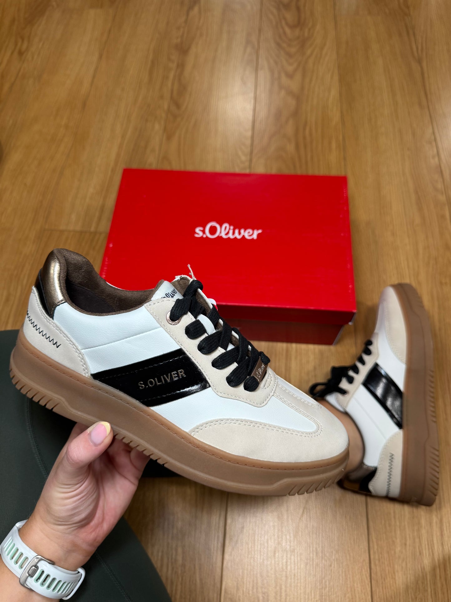 S.Oliver Beige/Black Comb Trainer