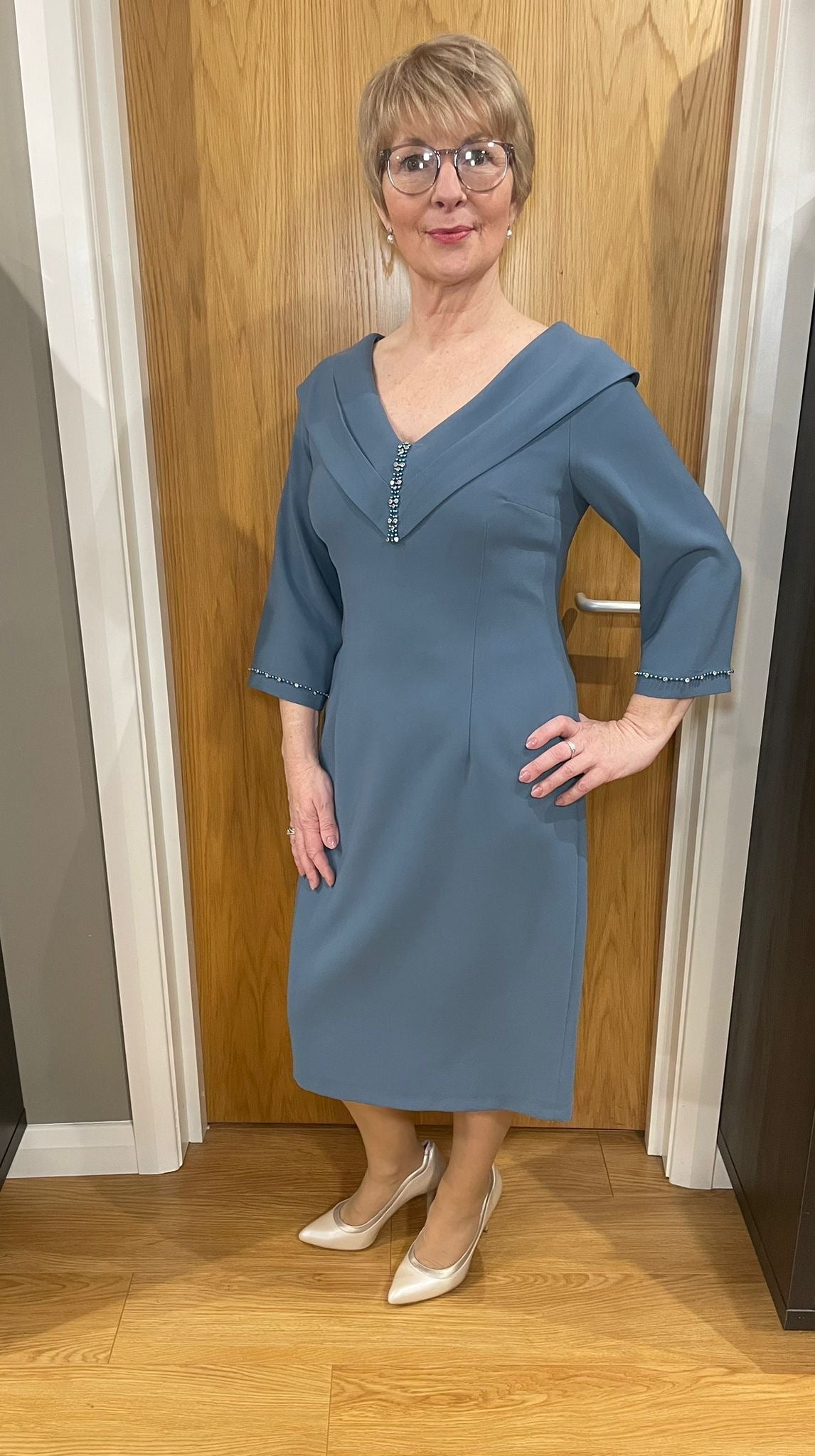 Lizabella Teal Diamante Dress