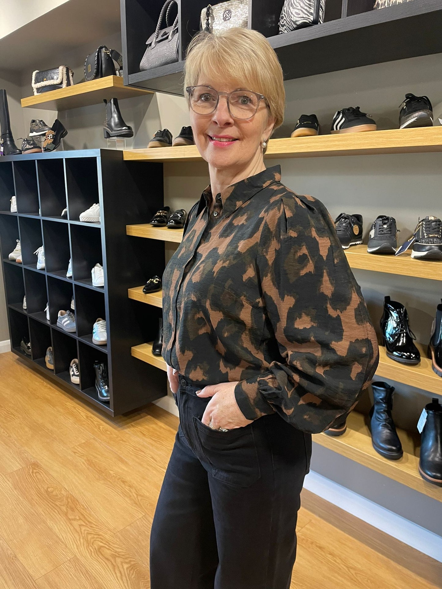 Yest Warm Taupe/Leopard Blouse