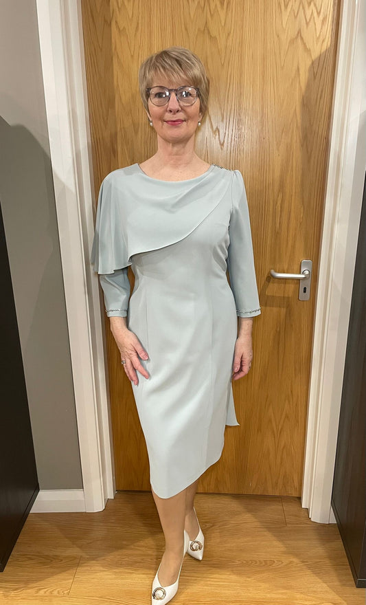 Lizabella Sage Cape Dress